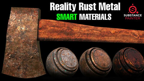 Reality Rust Metal Smart Material + Axe Model+ Pbr 8k Texture