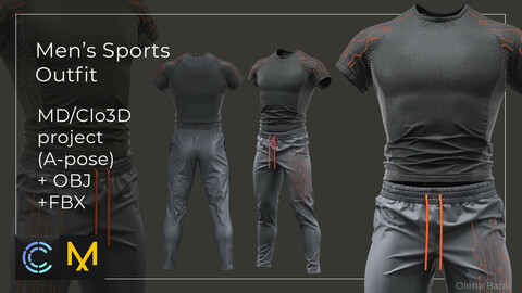 Men's Sport Outfit Marvelous Desinger/Clo3D Project + OBJ + FBX