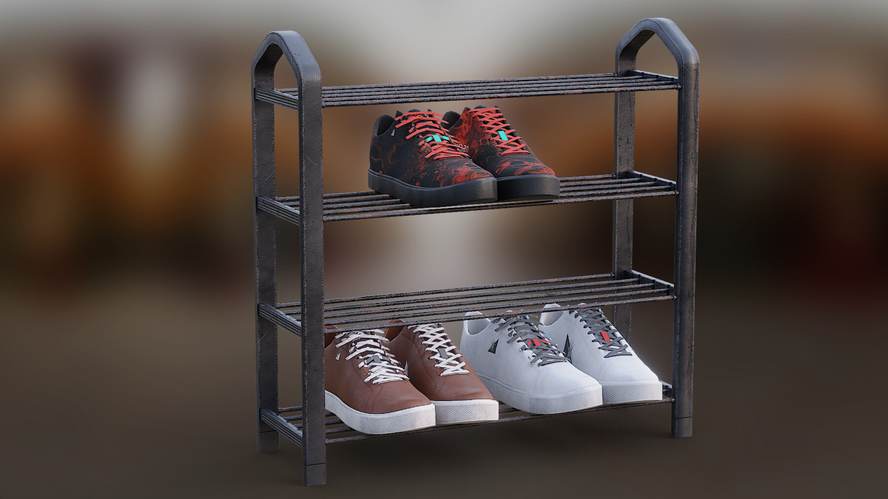 ArtStation Metal Used Shoe Rack Game Assets
