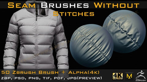 50 Seam Brushes Without Stitches (4k)+Alpha -Vol 02