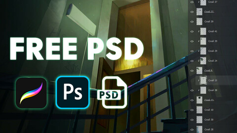 Free PSD "An empty stariwell"