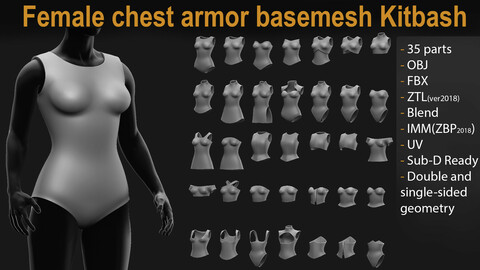 Female Chest Armor Basemesh Kitbash