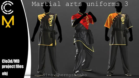 Martial arts uniforms 3. Marvelous Designer/Clo3d project + OBJ.