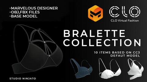 10 Base woman Bralette pack  -Marvelous designer -obj,fbx files