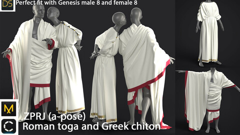 Roman toga and Greek chiton / antique / marvelous designer |clo3d