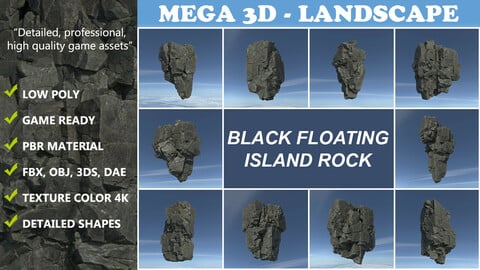 Low poly Floating Island Rock Pack 211205