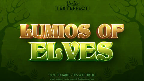 Editable text effect, dark green forest and elves text style