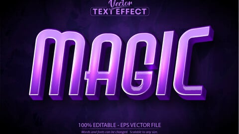 Editable text effect, purple color magic and wizard text style