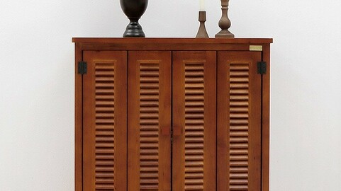 Rubber wood solid wood folding louver space cabinet