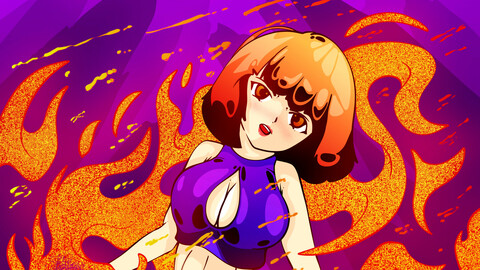 fire girl manga art