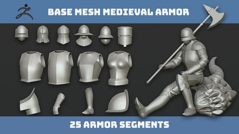 25 segments of Armor| Base Mesh (ZTL, IMM Brush, FBX)