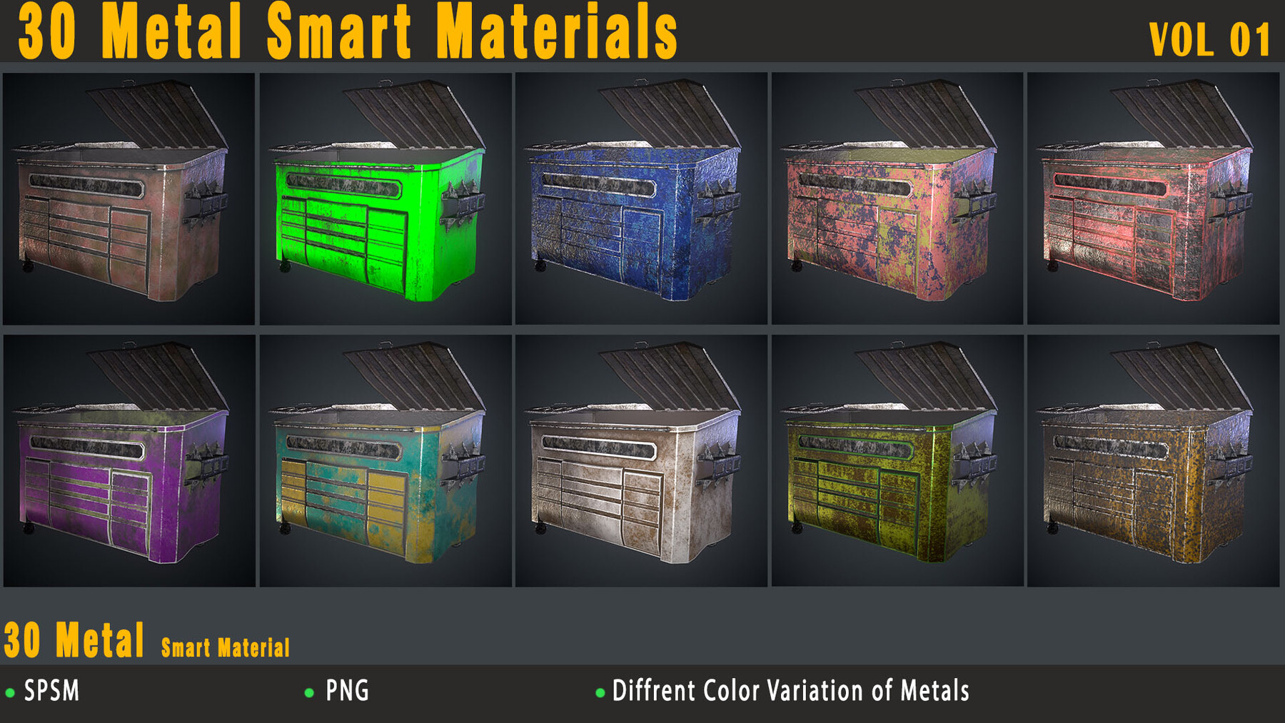 ArtStation 30 Metal Smart Materials VOL 01 Game Assets