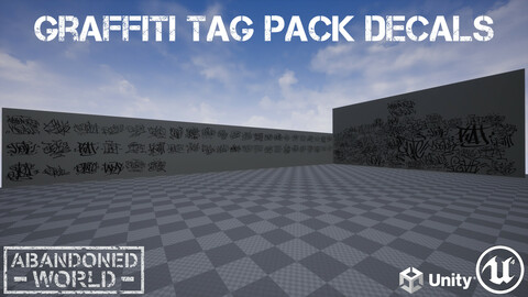 Graffiti Tag Pack Decals for UE4 & Unity