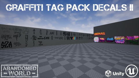 Graffiti Tag Pack Decals II for UE4 and Unity