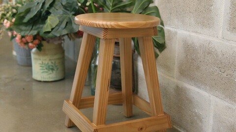 Wood round stool