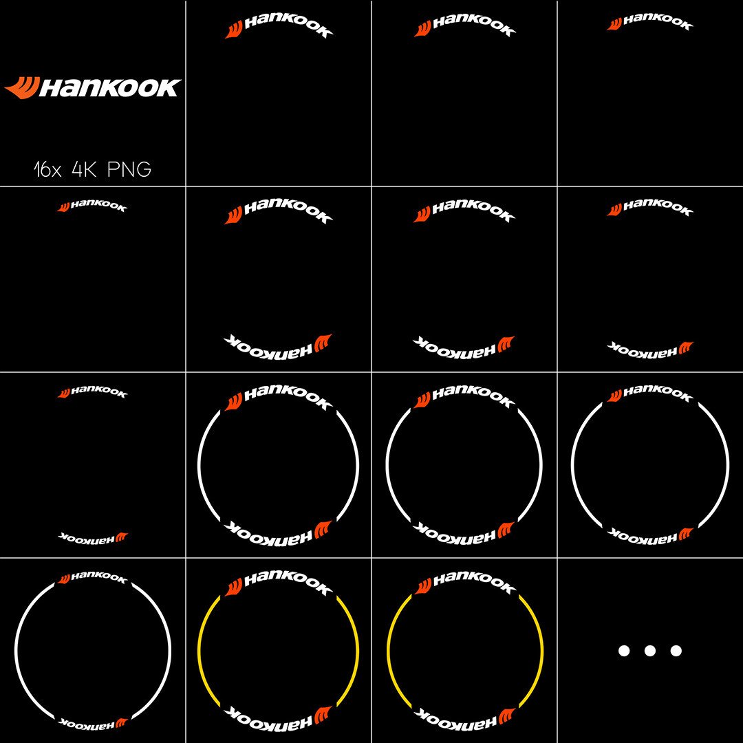 ArtStation - 16x Hankook tire sidewall 4K PNG decals | Game Assets