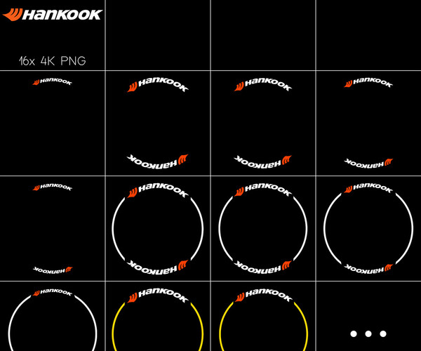 ArtStation - 16x Hankook tire sidewall 4K PNG decals | Game Assets