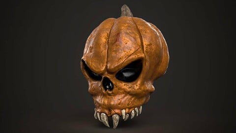 Pumpkin Skull game ready