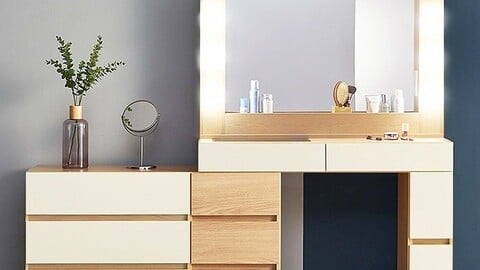 Charmant LED light storage extension type dressing table