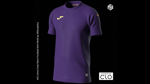 Joma Crew Neck Football Shirt for CLO3D & Marvelous Designer