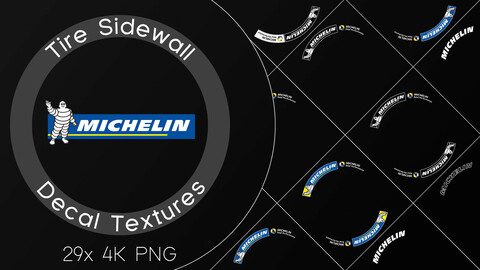 29x Michelin tire sidewall 4K PNG decals