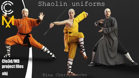 Shaolin uniforms. Marvelous Designer/Clo3d project + OBJ.