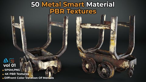 50 Metal Smart Materials & PBR Textures - VOL 01