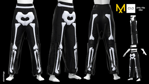 Future Fashion Skeleton Pants #004 - Clo3D/MarvelousDesigner + OBJ / NO TEXTURE / DIGITAL FASHION