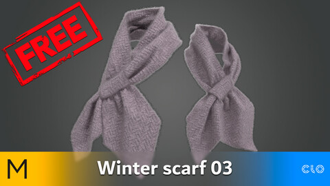 Free Winter Scarf 03 Marvelous Designer, CLO3D