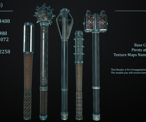 ArtStation Medieval Fantasy Crushing Weapons Pack Game Assets