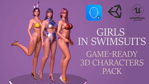Girls in Swimsuits - Game-Ready Low-poly 3D Characters Pack