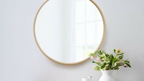 Wood round mirror