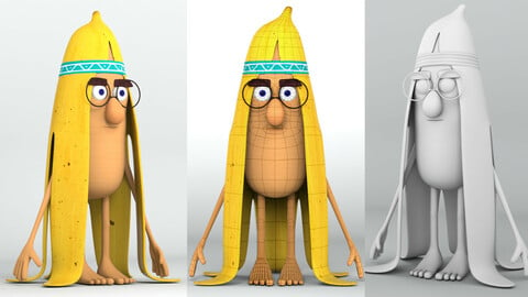 Banana character 3d model and 3dPrint