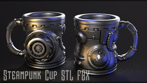 Steampunk Cup STL FBX