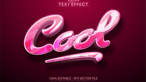 Cool text effect, editable pink cartoon text style