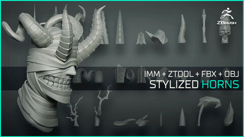 Stylized Horns - 30+ Insert mesh Zbrush