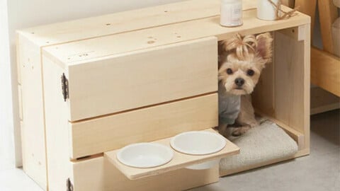 Wood Pet House Pet Table Set