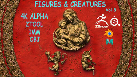 Figures & Creatures Ornament Vol 8 ( 4K ALPHA-ZTL-IMM-3DMODEL )