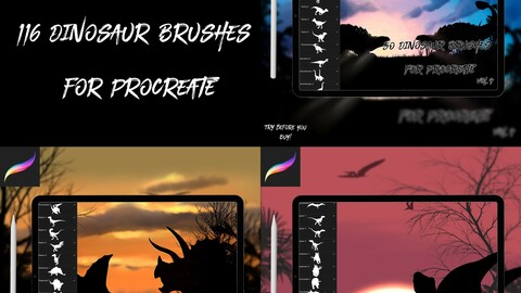 116 Dinosaur Brushes for Procreate Bundle Vol 4-6