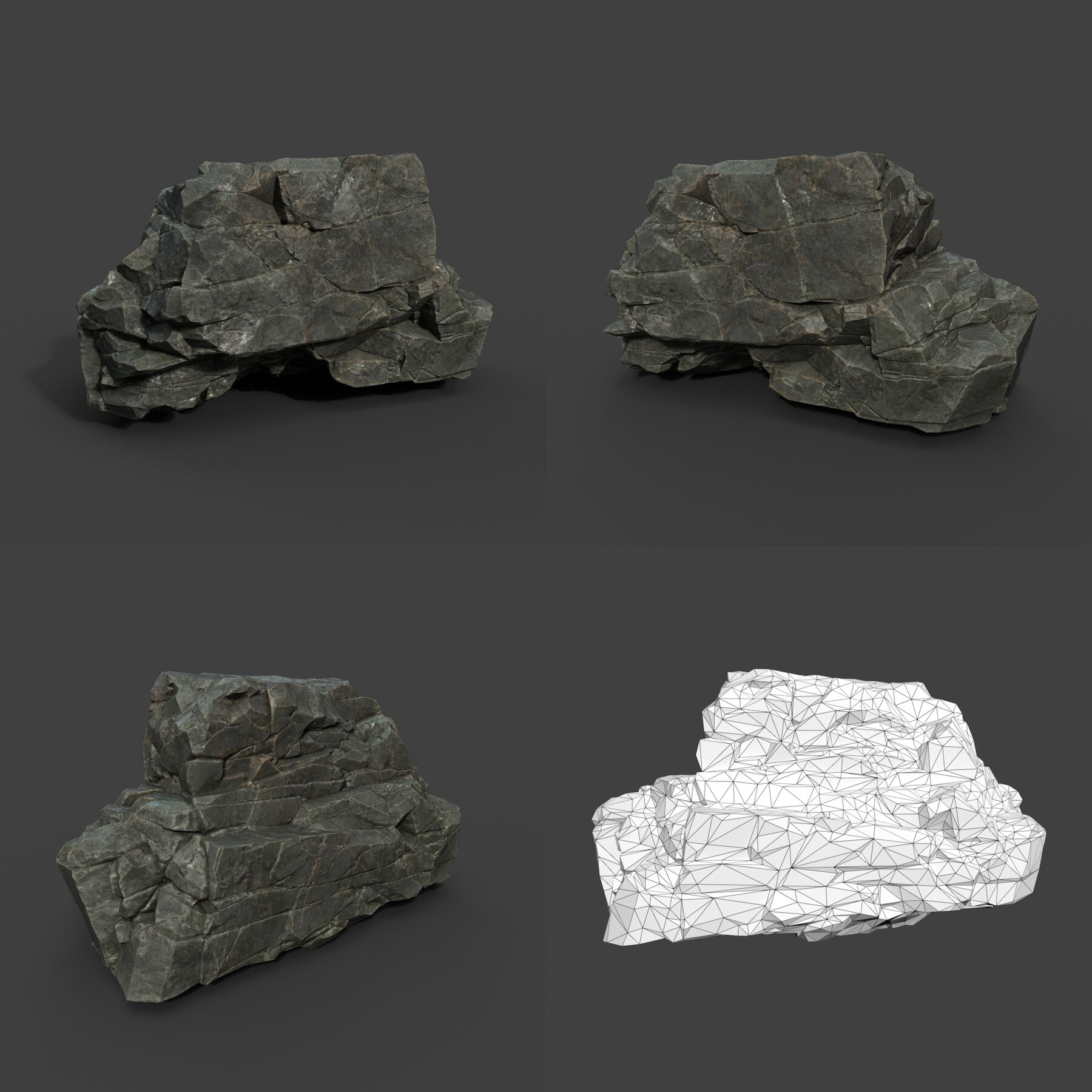 ArtStation - Low poly Black Sharp Rock 210226