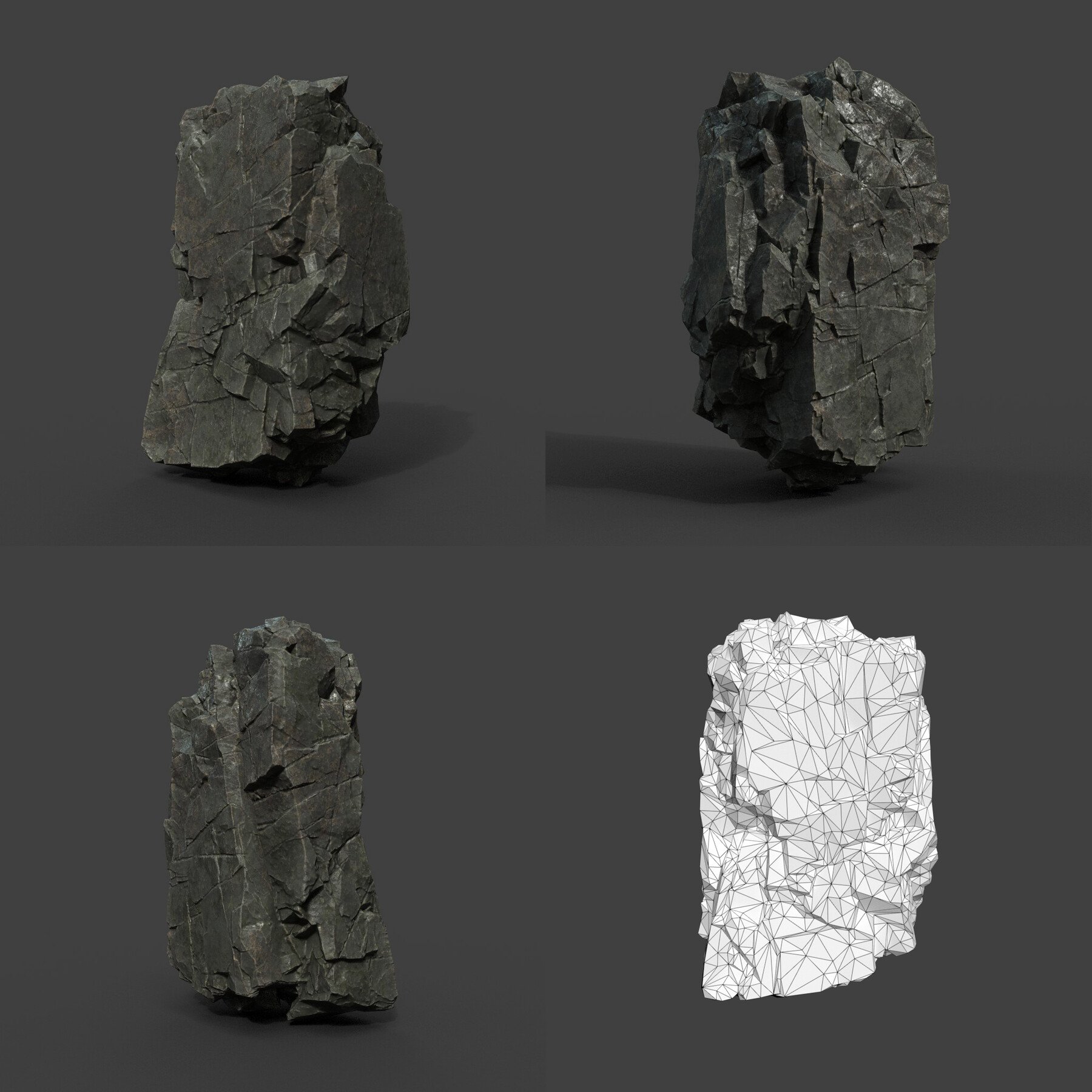 ArtStation - Low poly Black Sharp Rock 210226