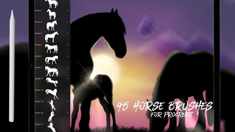 45 Horse Brushes for Procreate