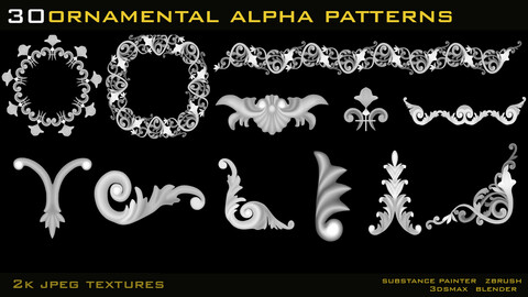30 Ornamental Alpha Patterns (2k-jpeg) psd files
