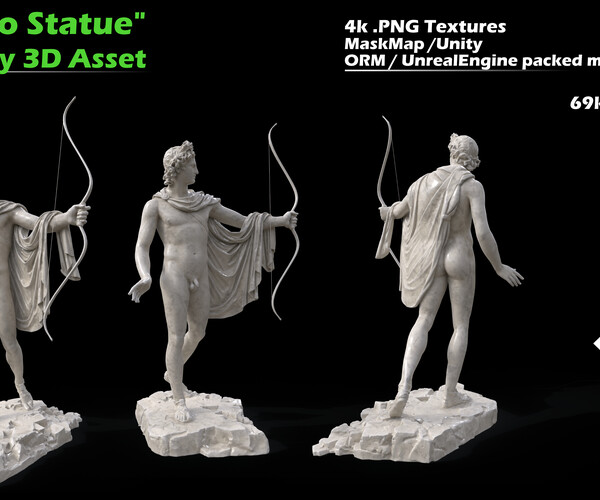 ArtStation Apollo Statue Low Poly 3D Asset Game Assets