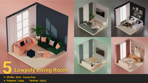 5 Lowpoly Living room