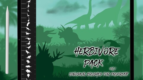 Herbivore Pack - 36 Dinosaur Brushes for Procreate Vol 1