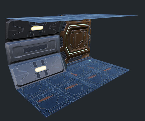 ArtStation - Sci Fi Modular Corridor 3D model Low-poly | Game Assets