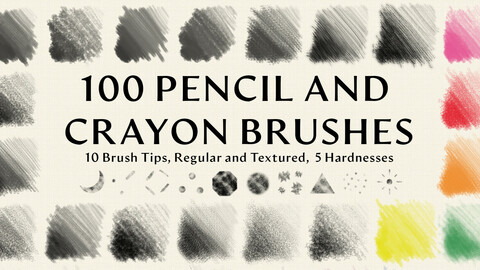 100 Pencil and Crayon Photoshop Brushes