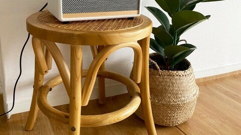 Solid wood grain rattan stool