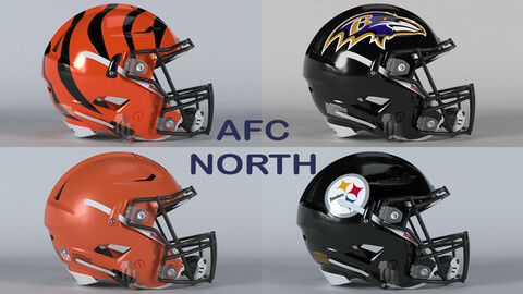 NFL Helmets AFC North Collection PBR 3D model